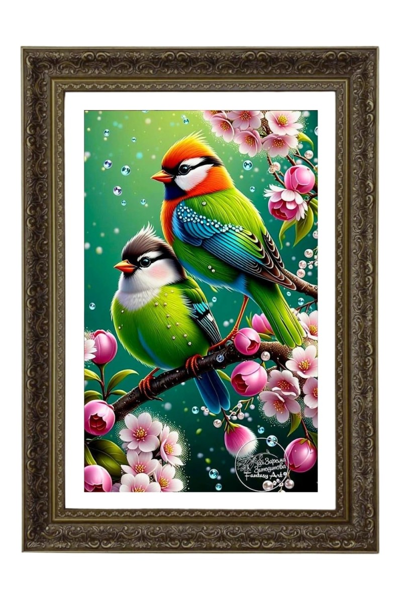 Two Love Birds Big Photo Frame - 20x28 Inches For Home,Temple & Office Decoration (F10750)