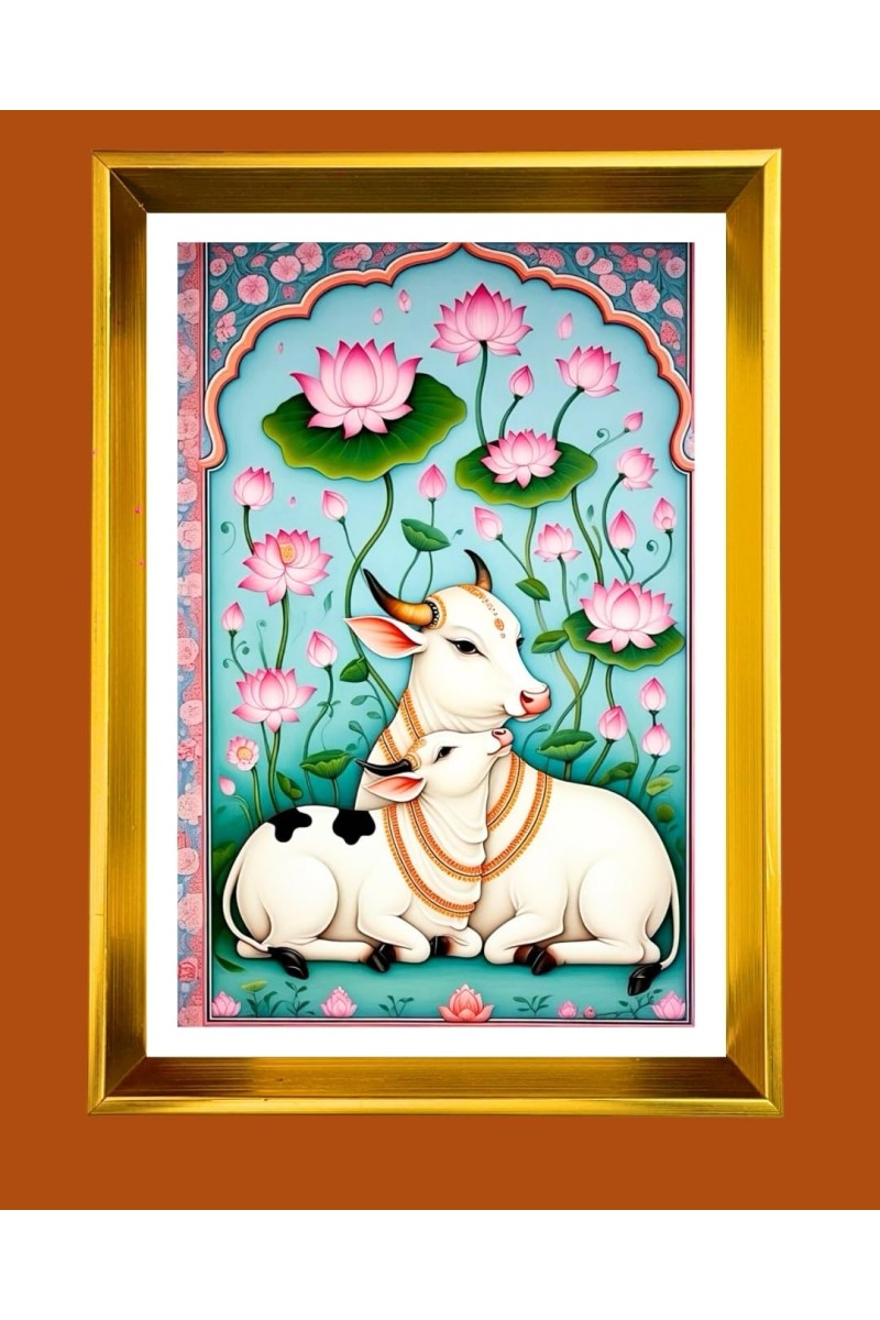 Golden Photo Frame - 10x14 Inches | Elegant Wooden Frame For Home, Office & Temple Decoration | Spiritual Wall & Table Decor and Gift Item