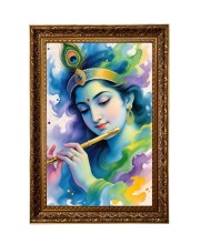 Divine Krishna Big Photo Frame - 20x28 Inches For Home,Temple & Office Decoration (F11179)