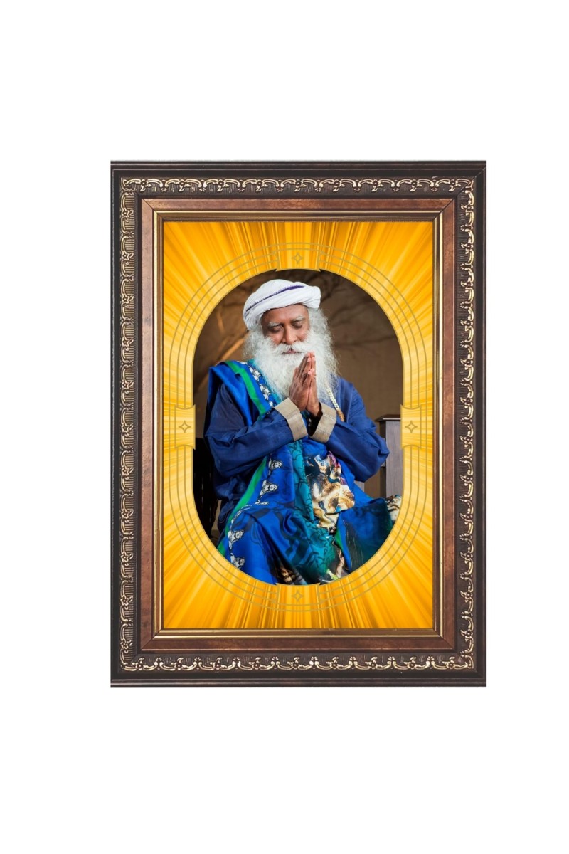 Saadhguru Spiritual Guru Digital Photo In Designer Frame, Size 16x20 Inch | Hindu Religious Picture For Home Temple, Office & Gift | Wall Art & Pooja Decor (F10475)
