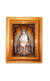 Shirdi Sai Baba Golden Designer Photo Frame | 10x14 Inch Religious Wall Hanging Frame For Home & Office Decoration | Hindu Deity Shirdi Sai Baba Spiritual Gift Item