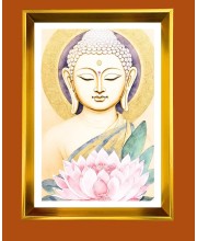 Golden Photo Frame - 10x14 Inches | Elegant Wooden Frame For Home, Office & Temple Decoration | Spiritual Wall & Table Decor and Gift Item