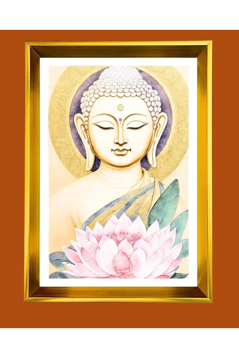 Golden Photo Frame - 10x14 Inches | Elegant Wooden Frame For Home, Office & Temple Decoration | Spiritual Wall & Table Decor and Gift Item