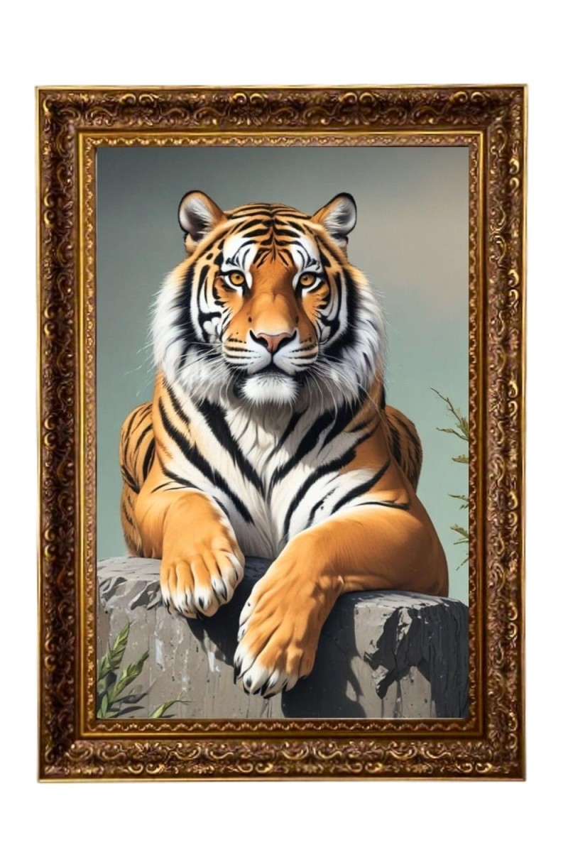 Tiger Big Photo Frame - 20x28 Inches For Home,Temple & Office Decoration (F11223)