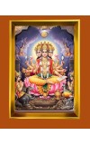 Lord Brahma Golden Photo Frame - 14x18 Inches | Elegant Wooden Frame For Home, Office & Temple Decoration | Spiritual Wall & Table Decor And Gift Item (F9714)