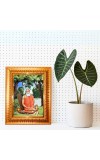 Baba Lokenath Brahmachari Golden Designer Photo Frame | 10x14 Inch Religious Wall Hanging Frame For Home & Office Decoration | Hindu Deity Spiritual Gift Item