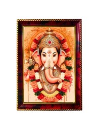 Lord Vinayaka Photo Frame For Wall & Table | 7x9 Inch Golden Cherry Finish | Decorative Lord Vinayaka Photo Frame For Home, Office & Pooja Room (F11676)