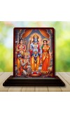 Car Desk/Table Top Rama Darbar Wooden Photo Stand 3x4 Inches, Compact & Stylish Spiritual Display For Car, Home & Office (Pack Of 1) (F14243)