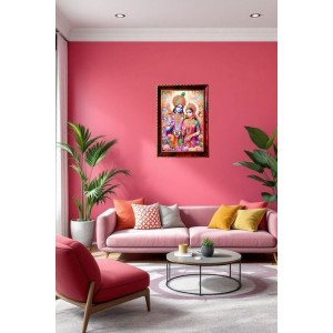 Lord Rama Sita Photo Frame For Wall & Table | 7x9 Inch Golden Cherry Finish | Decorative Lord Rama Sita Photo Frame For Home, Office & Pooja Room (F11362)