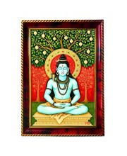 Lord Shiva Photo Frame For Wall & Table | 7x9 Inch Golden Cherry Finish | Decorative Lord Shiva Photo Frame For Home, Office & Pooja Room (F11766)