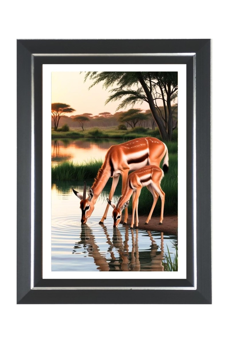 Deer Photo Wall & Table Frame | 10x14 Inch Black Designer | Perfect For Gifting & Home Decor (F9644)