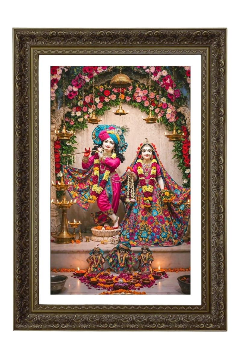 Divine Radha Krishna Big Photo Frame - 20x28 Inches For Home,Temple & Office Decoration (F10743)