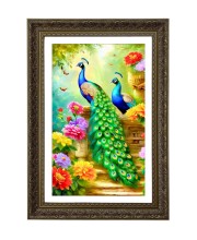 Two Peacock Big Photo Frame - 20x28 Inches For Home,Temple & Office Decoration (F10752)