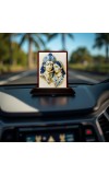 Car Desk/Table Top Lord Radha Krishna Wooden Photo Stand 3x4 Inches, Compact & Stylish Spiritual Display For Car, Home & Office (Pack Of 1) (F15180)
