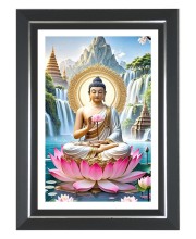 Lord Buddha Photo Wall & Table Frame | 10x14 Inch Black Designer | Perfect For Gifting & Home Decor (F9624)