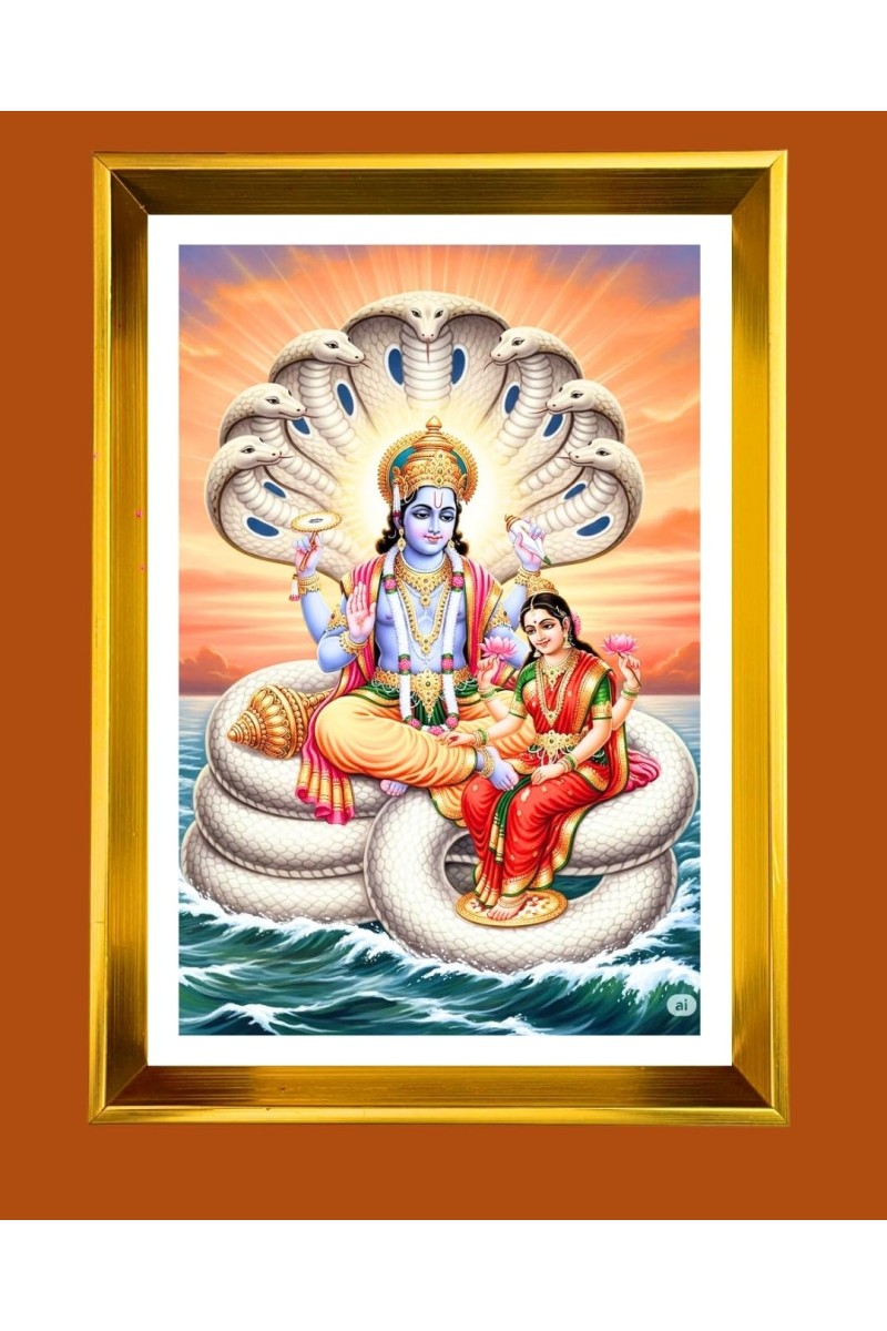 Golden Photo Frame - 10x14 Inches | Elegant Wooden Frame For Home, Office & Temple Decoration | Spiritual Wall & Table Decor and Gift Item