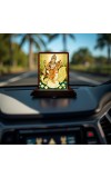 Car Desk/Table Top Goddess Saraswathi Wooden Photo Stand 3x4 Inches, Compact & Stylish Spiritual Display For Car, Home & Office (Pack Of 1) (F14275)