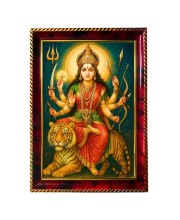 Maa Durga Photo Frame For Wall & Table | 7x9 Inch Golden Cherry Finish | Decorative Maa Durga Photo Frame For Home, Office & Pooja Room (F11728)