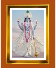 Lord Vishnu Golden Photo Frame - 16x20 Inches | Elegant Wooden Frame For Home, Office & Temple Decoration | Spiritual Wall & Table Decor And Gift Item (F9423)