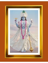 Lord Vishnu Golden Photo Frame - 16x20 Inches | Elegant Wooden Frame For Home, Office & Temple Decoration | Spiritual Wall & Table Decor And Gift Item (F9423)