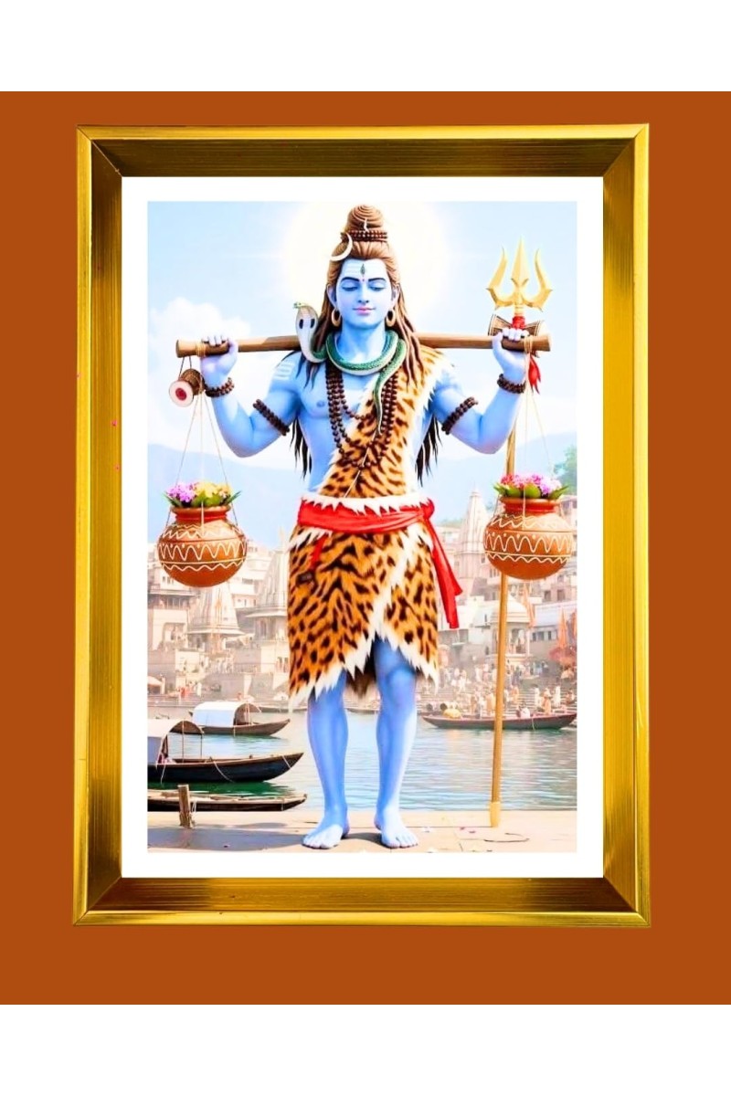 Golden Photo Frame - 10x14 Inches | Elegant Wooden Frame For Home, Office & Temple Decoration | Spiritual Wall & Table Decor and Gift Item