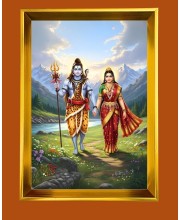 Golden Photo Frame - 10x14 Inches | Elegant Wooden Frame For Home, Office & Temple Decoration | Spiritual Wall & Table Decor and Gift Item