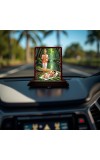 Car Desk/Table Top Lord Ayyappan Wooden Photo Stand 3x4 Inches, Compact & Stylish Spiritual Display For Car, Home & Office (Pack Of 1) (F14252)