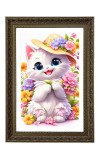 Cute Cartoon White Cat Big Photo Frame - 20x28 Inches For Home,Temple & Office Decoration (F10679)