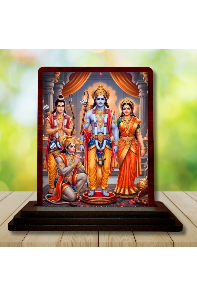 Car Desk/Table Top Lord Ram Siya Wooden Photo Stand â€“ 3x4 Inches, Compact & Stylish Spiritual Display For Car, Home & Office (Pack Of 1) (F15141)