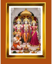 Lord Ram,sita,Lakhsman And Hanuman Golden Photo Frame - 10x14 Inches | Elegant Wooden Frame For Home, Office & Temple Decoration | Spiritual Wall & Table Decor and Gift Item