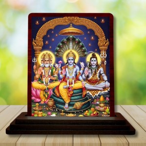 Car Desk/Table Top Lord Vishnu Shankar Bramha Wooden Photo Stand 3x4 Inches, Compact & Stylish Spiritual Display For Car, Home & Office (Pack Of 1) (F15146) Car Desk/Table Top Lord Vishnu Shankar Bramha Wooden Photo Stand 3x4 Inches, Compact & Stylish Spiritual Display For Car, Home & Office (Pack Of 1) (F15146)