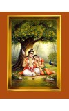 Lord Ram And Sita Golden Photo Frame - 10x14 Inches | Elegant Wooden Frame For Home, Office & Temple Decoration | Spiritual Wall & Table Decor and Gift Item