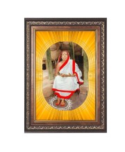 Maa Sarada Spiritual Guru Digital Photo In Designer Frame, Size 10x16 Inch | Hindu Religious Picture For Home Temple, Office & Gift | Wall Art & Pooja Decor (F10479)