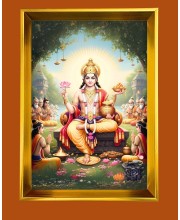 Jai Surya Dev Golden Photo Frame - 10x14 Inches | Elegant Wooden Frame For Home, Office & Temple Decoration | Spiritual Wall & Table Decor and Gift Item