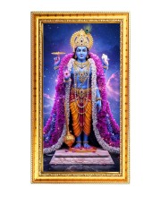 Lord Vishnu Digital Golden Color Photo Frame | Hindu Religious Wall Decor | 8x15 Inches - Inspirational Wall Art For Office, Home Decor - Ideal Spiritual Gift (F10223)
