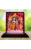Car Desk/Table Top Radha Krishna Wooden Photo Stand 3x4 Inches, Compact & Stylish Spiritual Display For Car, Home & Office (Pack Of 1) (F14383)