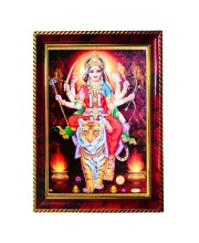 Maa Durga Photo Frame For Wall & Table | 7x9 Inch Golden Cherry Finish | Decorative Maa Durga Photo Frame For Home, Office & Pooja Room (F11841)