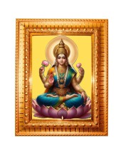 Goddess Laxmi Golden Designer Photo Frame | 10x14 Inch Religious Wall Hanging Frame For Home & Office Decoration | Hindu Deity Goddess Laxmi Spiritual Gift Item