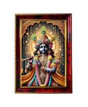God Sri Krishna Photo Frame For Wall & Table | 7x9 Inch Golden Cherry Finish | Decorative God Sri Krishna Photo Frame For Home, Office & Pooja Room (F11427)