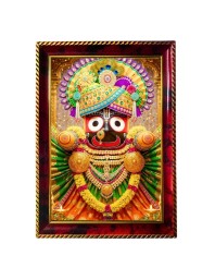 Lord Jagannath Photo Frame For Wall & Table | 7x9 Inch Golden Cherry Finish | Decorative Lord Jagannath Photo Frame For Home, Office & Pooja Room (F11319)