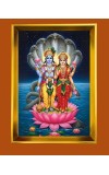 Lord Vishnu & Lakhsmi Golden Photo Frame - 10x14 Inches | Elegant Wooden Frame For Home, Office & Temple Decoration | Spiritual Wall & Table Decor and Gift Item