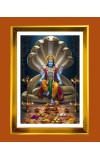 Lord Vishnu Golden Photo Frame - 16x20 Inches | Elegant Wooden Frame For Home, Office & Temple Decoration | Spiritual Wall & Table Decor And Gift Item (F9442)