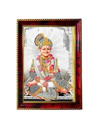 Swaminarayan Photo Frame For Wall & Table | 7x9 Inch Golden Cherry Finish | Decorative Swaminarayan Photo Frame For Home, Office & Pooja Room (F11432)
