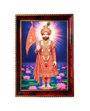 Khatuu Shyam Baba Photo Frame For Wall & Table | 7x9 Inch Golden Cherry Finish | Decorative Khatu Shyam Baba Photo Frame For Home, Office & Pooja Room (F11777)