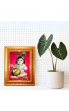 Laddu Gopal Golden Designer Photo Frame | 10x14 Inch Religious Wall Hanging Frame For Home & Office Decoration | Hindu Deity Laddu Gopal Spiritual Gift Item