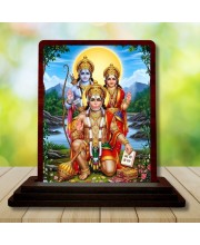 Car Desk/Table Top Lord Hanuman Rama Sita Wooden Photo Stand 3x4 Inches, Compact & Stylish Spiritual Display For Car, Home & Office (Pack Of 1) (F14287)