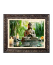 Lord buddha Big Photo Frame - 18x22 Inches for Home,Temple & Office Decoration