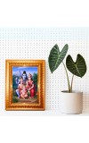 Goddess Shiv, Parvati Family Golden Designer Photo Frame | 14x18 Inch Religious Wall Hanging Frame For Home & Office Decoration | Hindu Deity Spiritual Gift Item