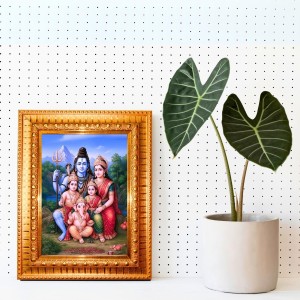 Goddess Shiv, Parvati Family Golden Designer Photo Frame | 18x22 Inch Religious Wall Hanging Frame For Home & Office Decoration | Hindu Deity Spiritual Gift Item Goddess Shiv, Parvati Family Golden Designer Photo Frame | 18x22 Inch Religious Wall Hanging Frame For Home & Office Decoration | Hindu Deity Spiritual Gift Item