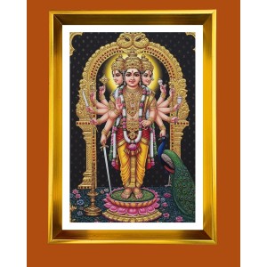 Lord Murugaan Golden Photo Frame - 10x14 Inches | Elegant Wooden Frame For Home, Office & Temple Decoration | Spiritual Wall & Table Decor and Gift Item Lord Murugaan Golden Photo Frame - 10x14 Inches | Elegant Wooden Frame For Home, Office & Temple Decoration | Spiritual Wall & Table Decor and Gift Item